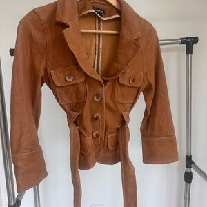 bebe Brown Leather/Suede  Women's Jacket